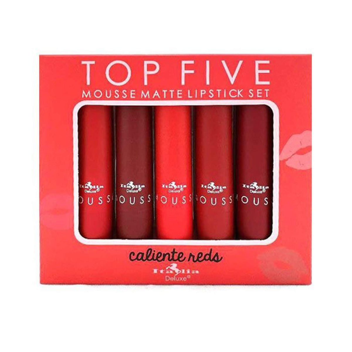 Italia Deluxe front packaging showing the Caliente Reds set and bold presentation benefit