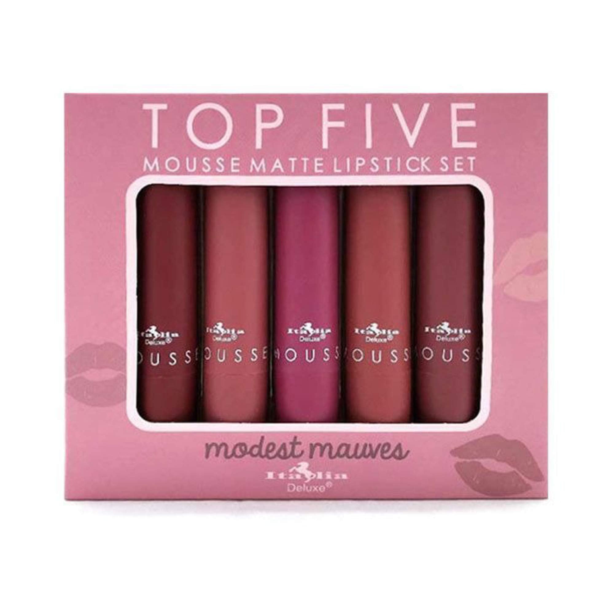 Italia Deluxe front packaging showing the five mousse matte tubes and brand clarity