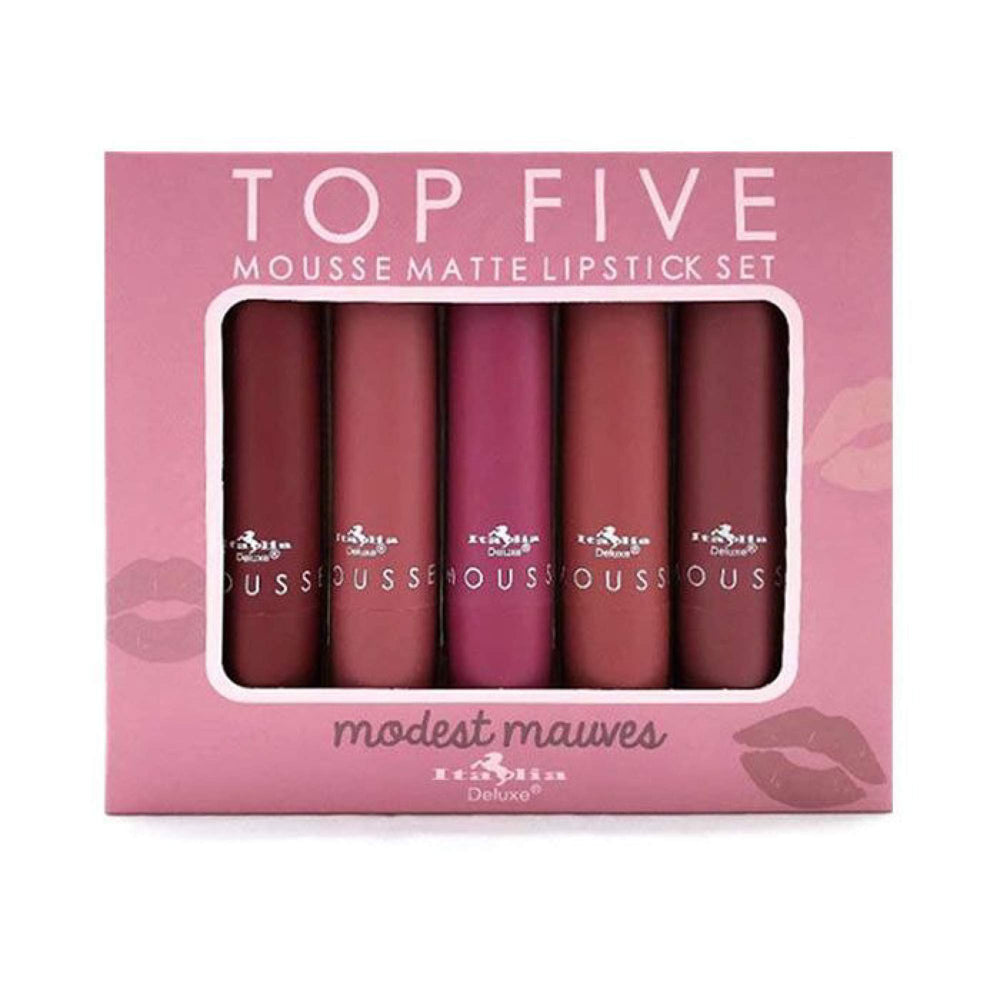 Italia Deluxe front packaging showing the five mousse matte tubes and brand clarity