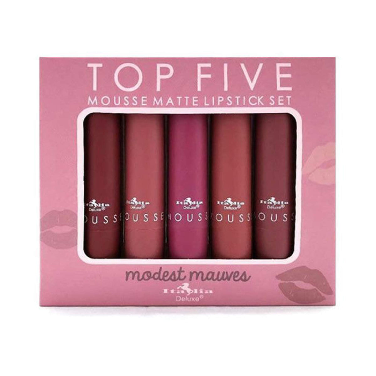 Italia Deluxe front packaging showing the five mousse matte tubes and brand clarity
