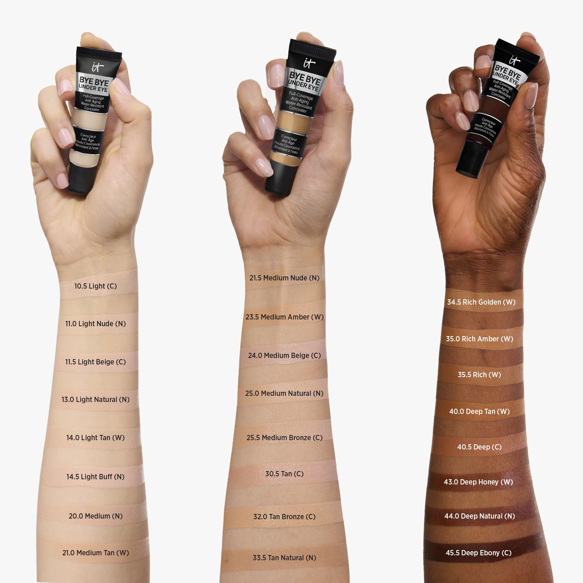 IT Cosmetics before and after under-eye comparison showing coverage and brightening effect
