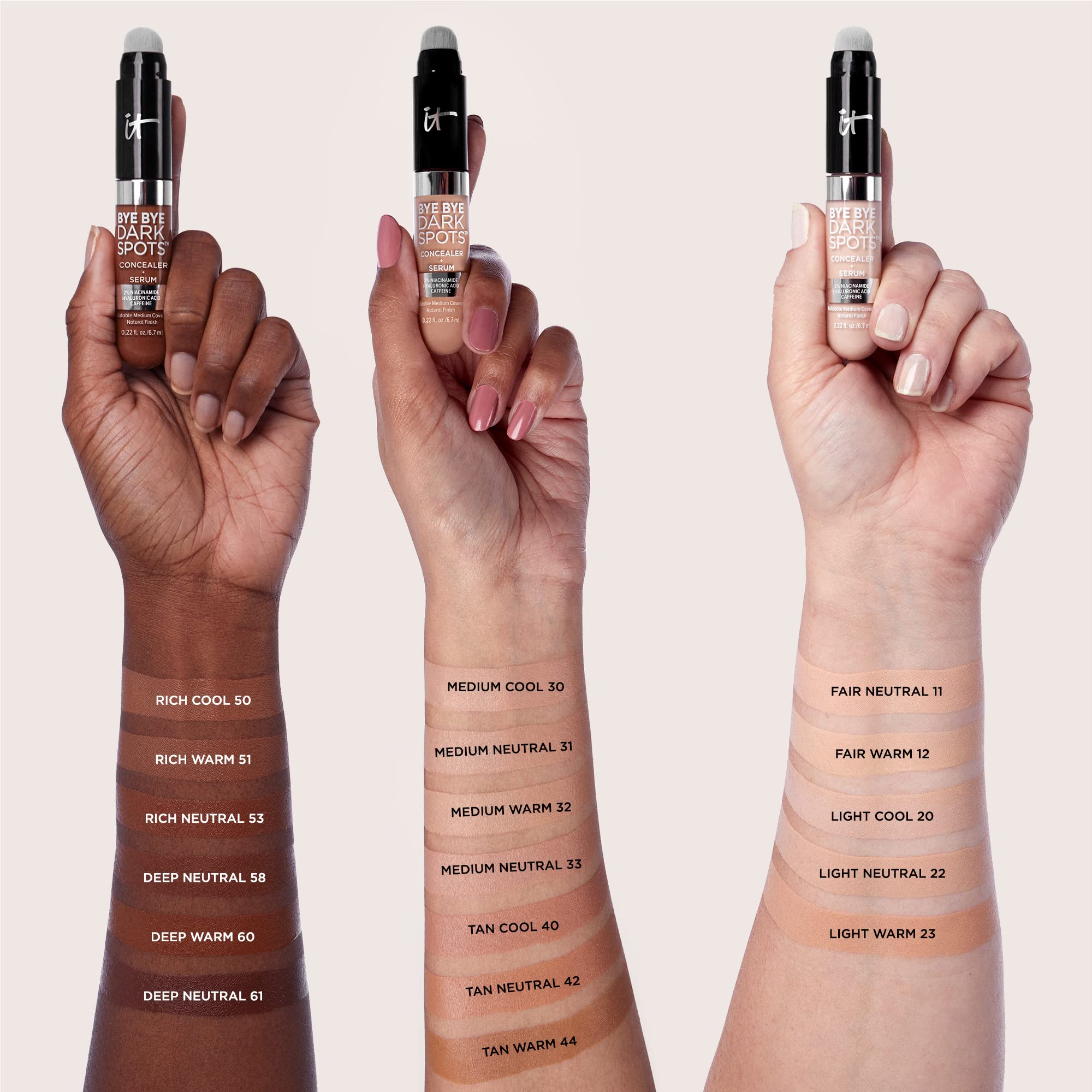 IT Cosmetics texture swatches showing medium coverage and natural finish