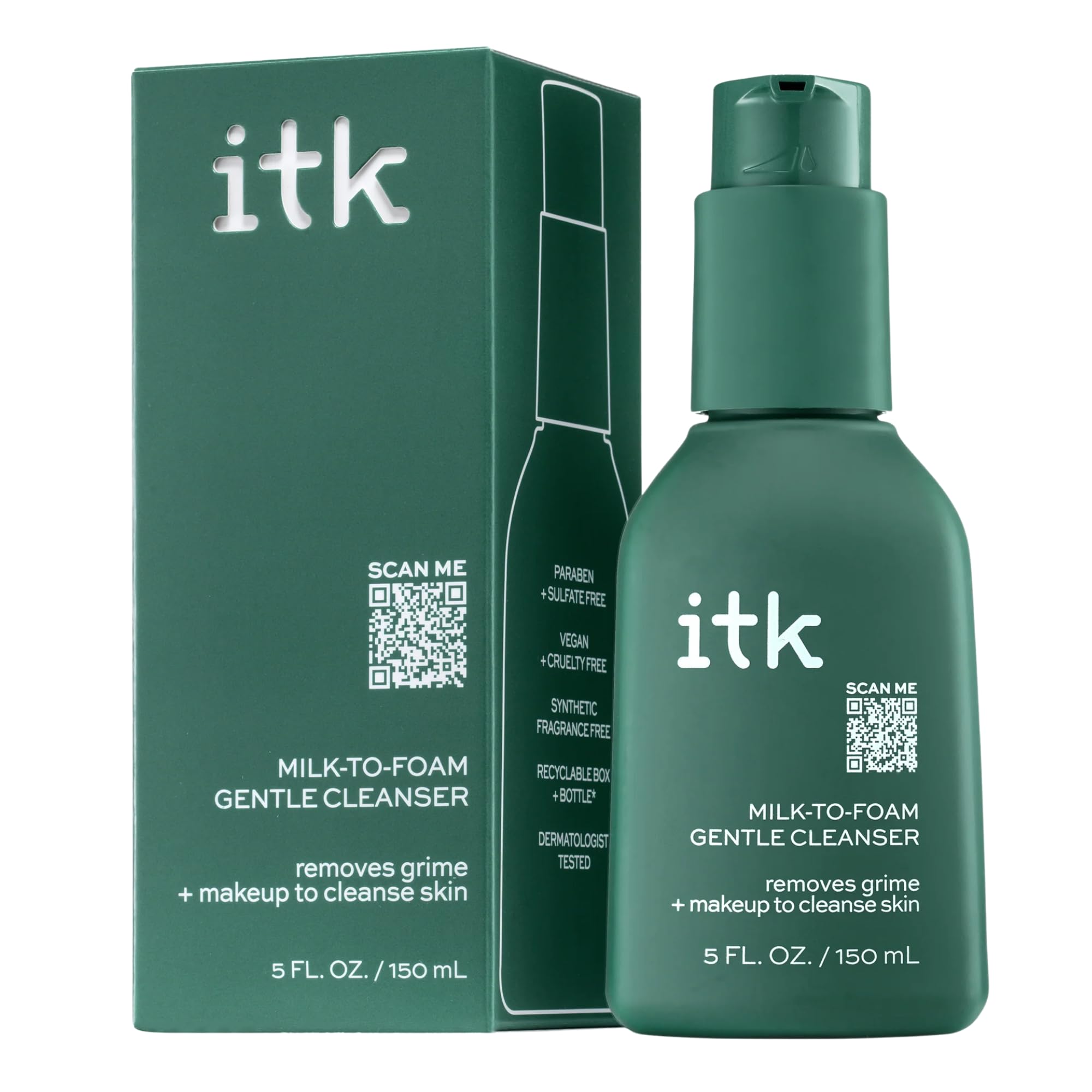 ITK cleanser front packaging showing label and benefits