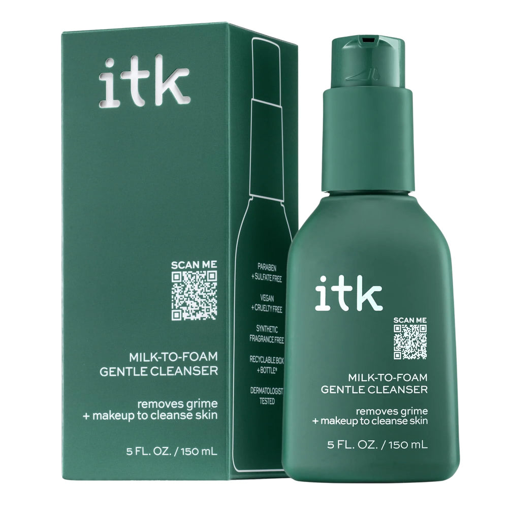 ITK cleanser front packaging showing label and benefits