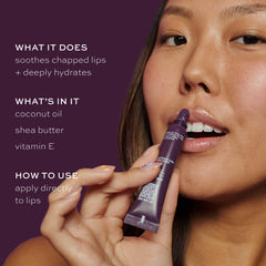 ITK lip balm ingredients display shea butter and coconut oil for hydration