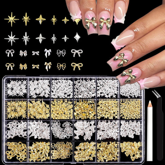 ITPOYOL front packaging showing gold and silver nail charms and included tools for easy choice