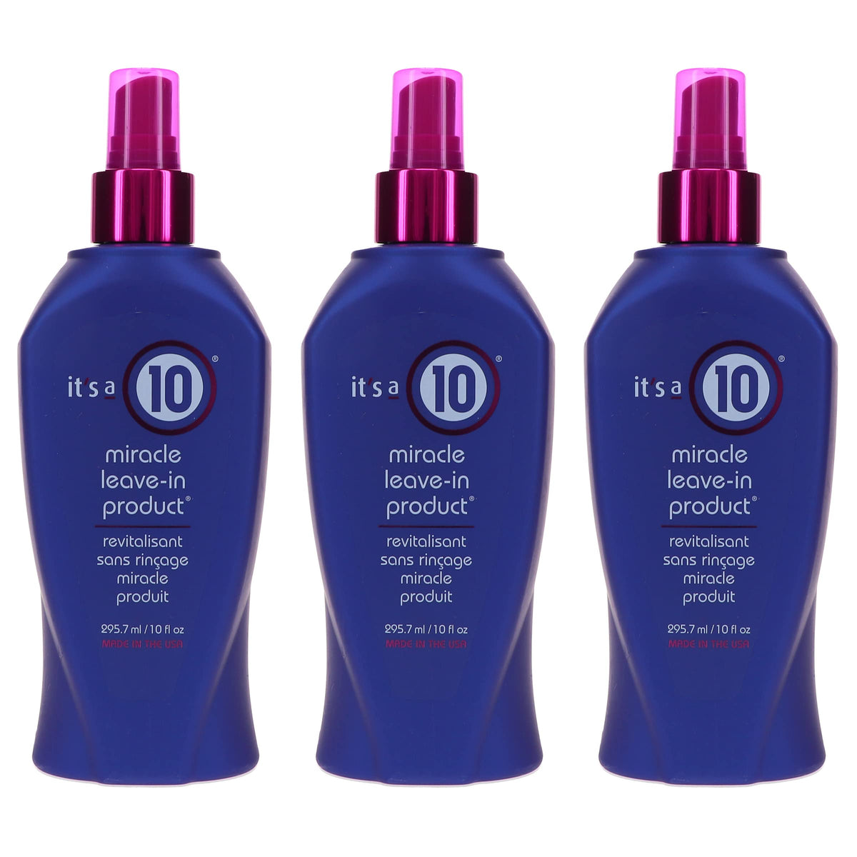 It's a 10 front bottle showing label and pack of three for quick identification and benefit