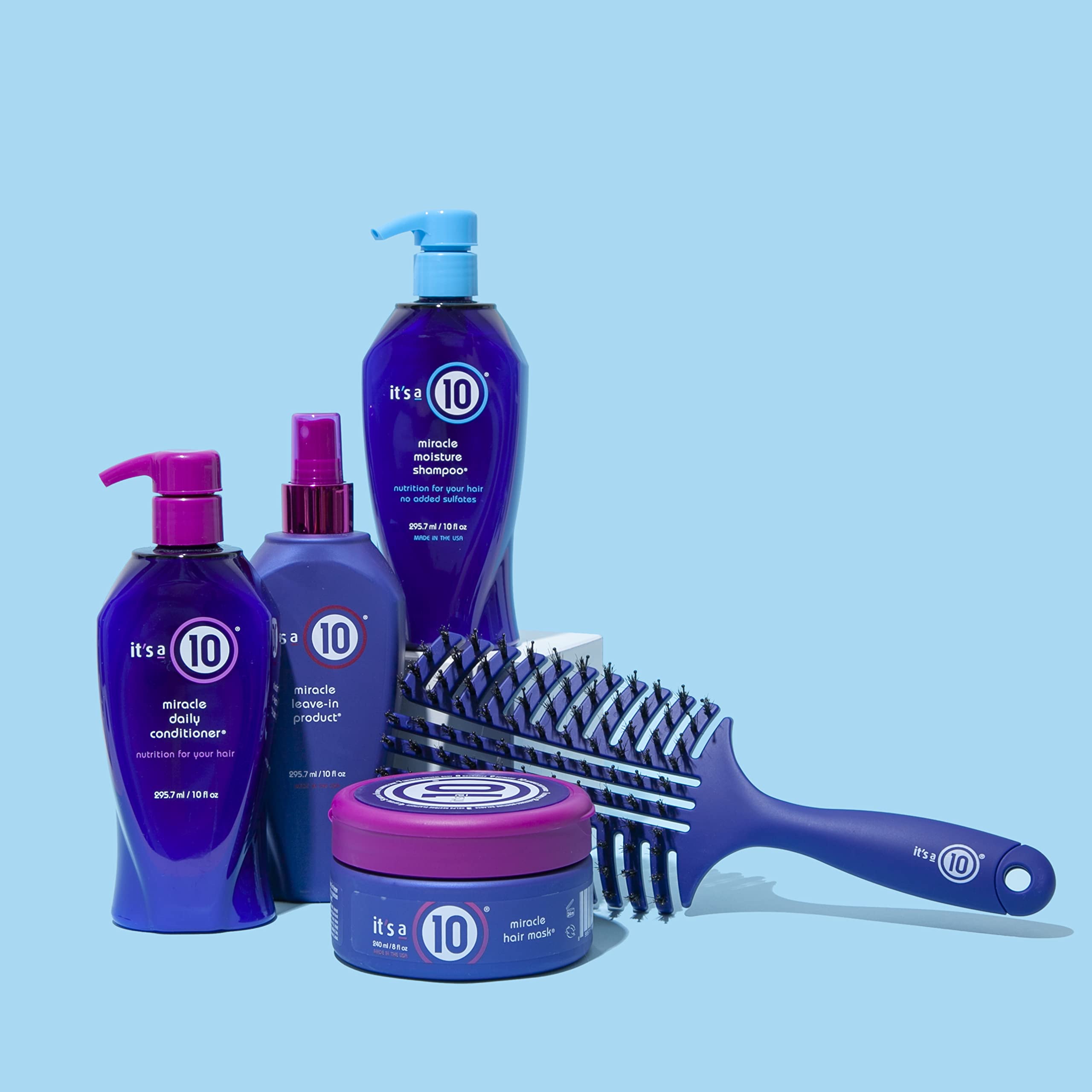 It's A 10 before-and-after hair comparison showing reduced frizz and improved shine