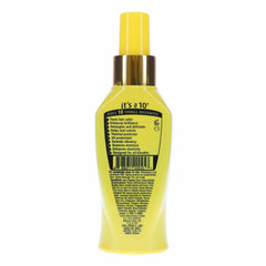 It's a 10 mist spray in use on blonde hair delivering detangling and tone benefit