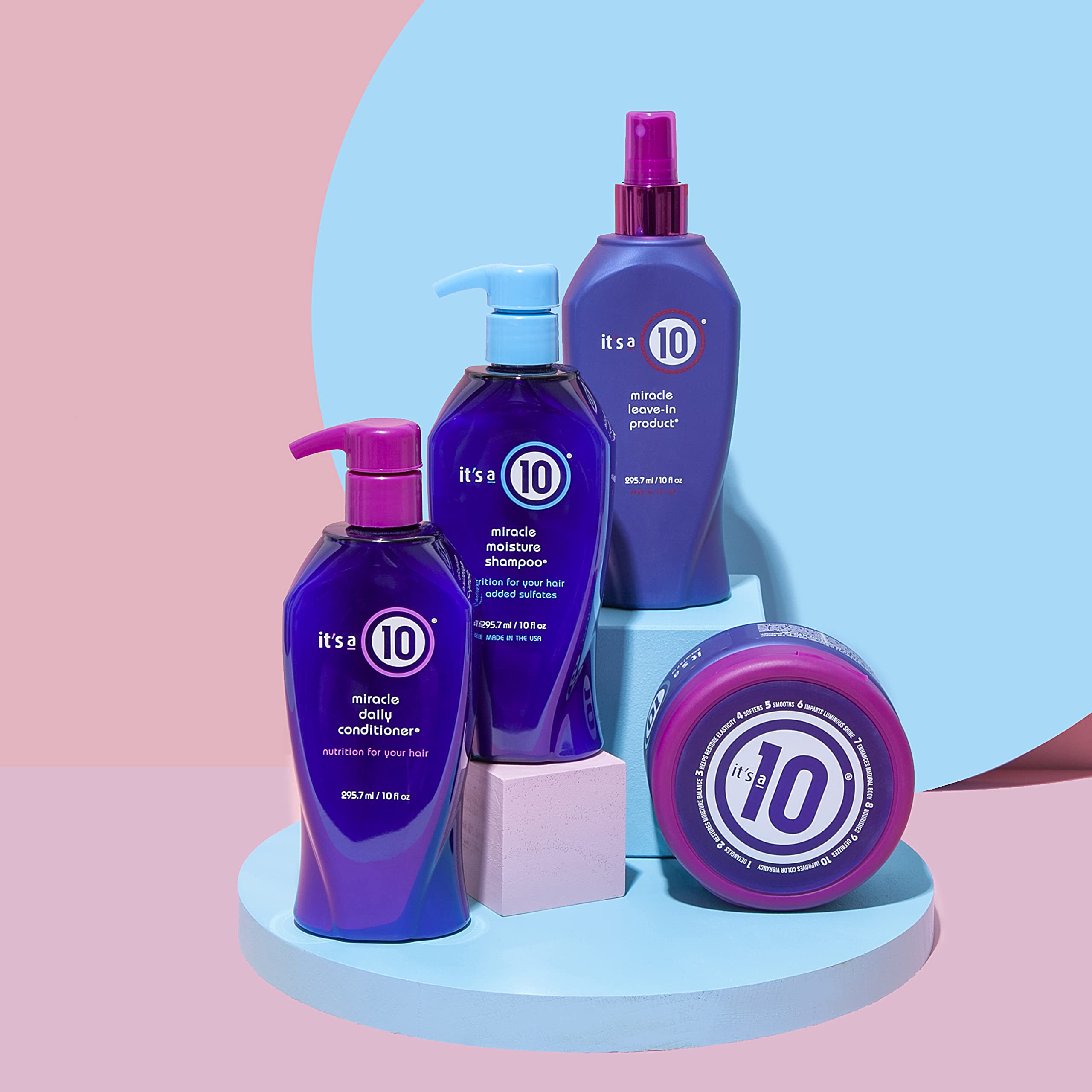 It's a 10 Haircare back label close-up showing ingredient details and usage benefit