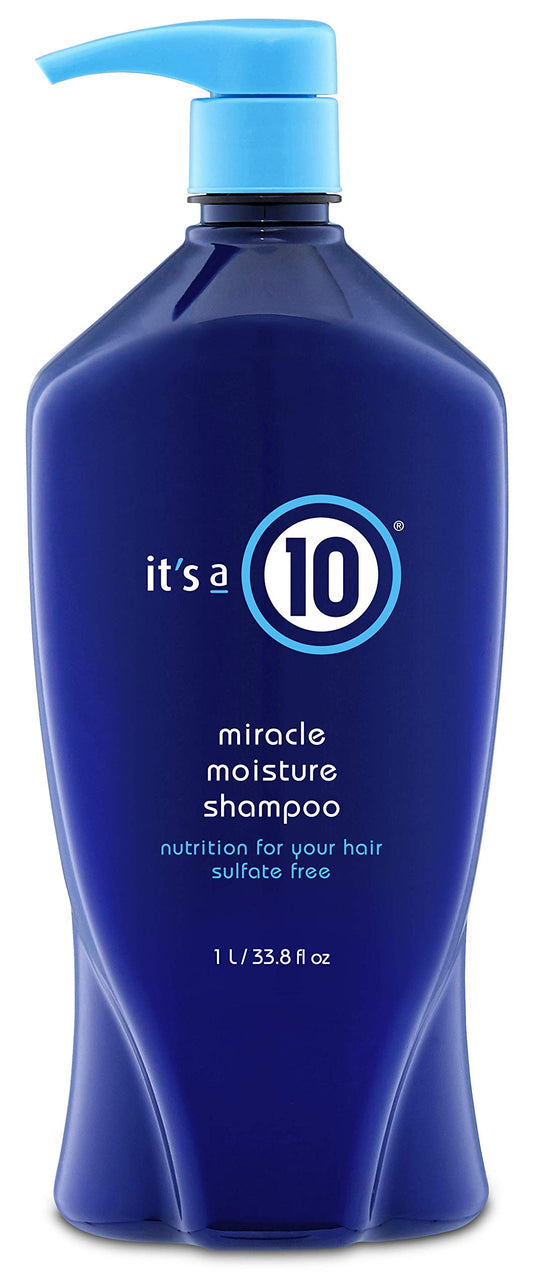 It's A 10 shampoo pump and conditioner bottles side by side demonstrating coordinated routine