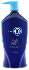 It's A 10 shampoo pump and conditioner bottles side by side demonstrating coordinated routine