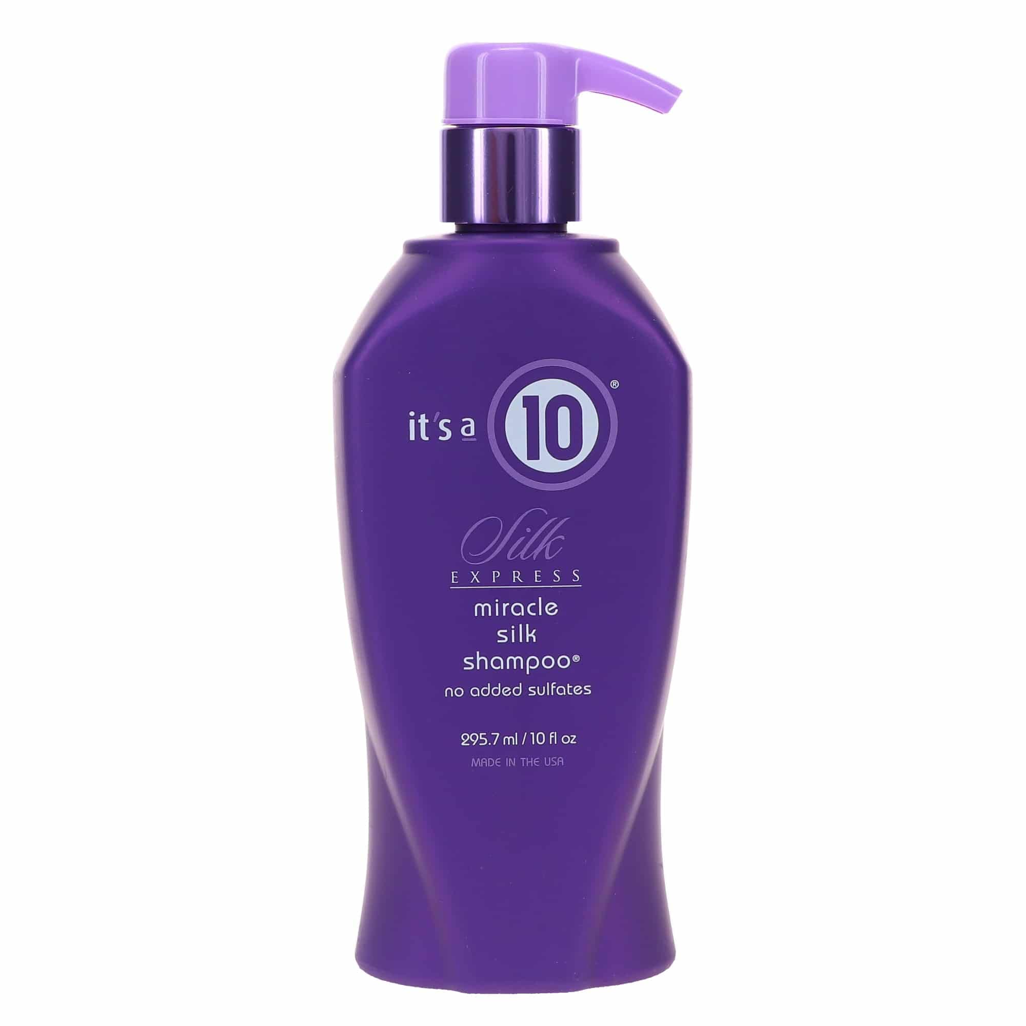 It's A 10 bottle front label showing brand and smooth-shine benefits