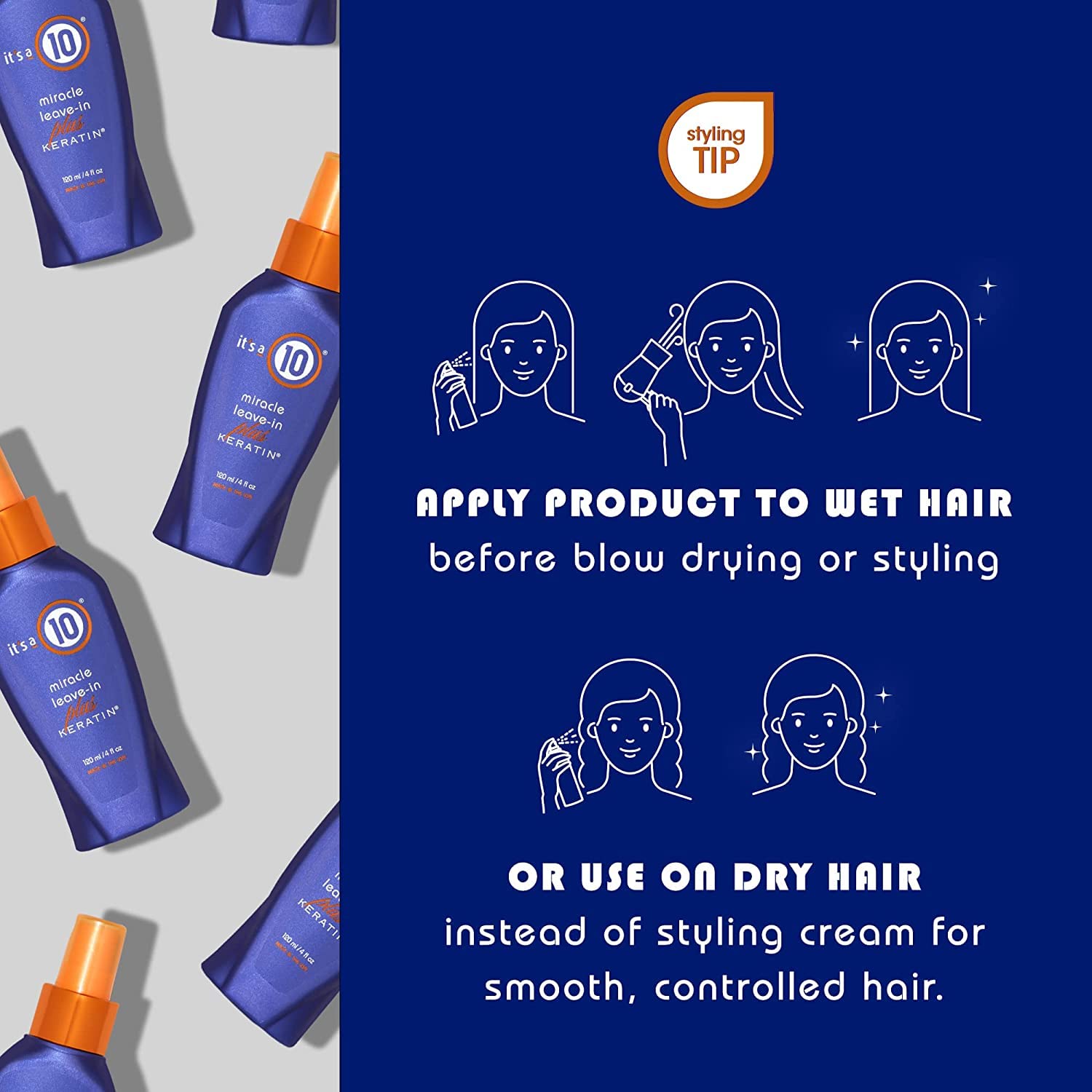 It's a 10 texture on hair strand highlighting keratin smoothness and shine