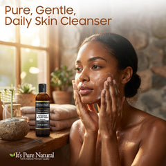It's Pure Natural in a bathroom setting showing lifestyle-friendly packaging