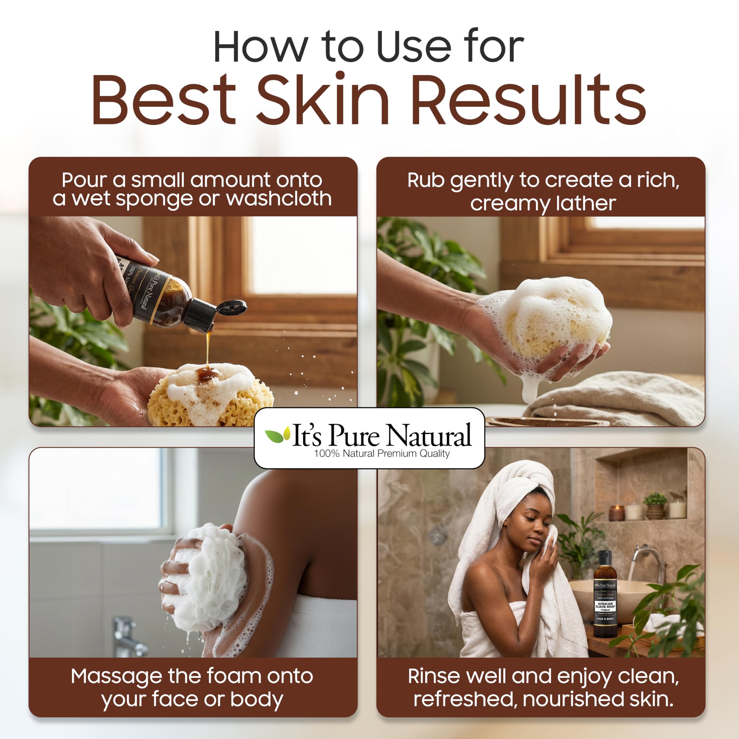 It's Pure Natural creamy lather in hand demonstrating gentle cleansing