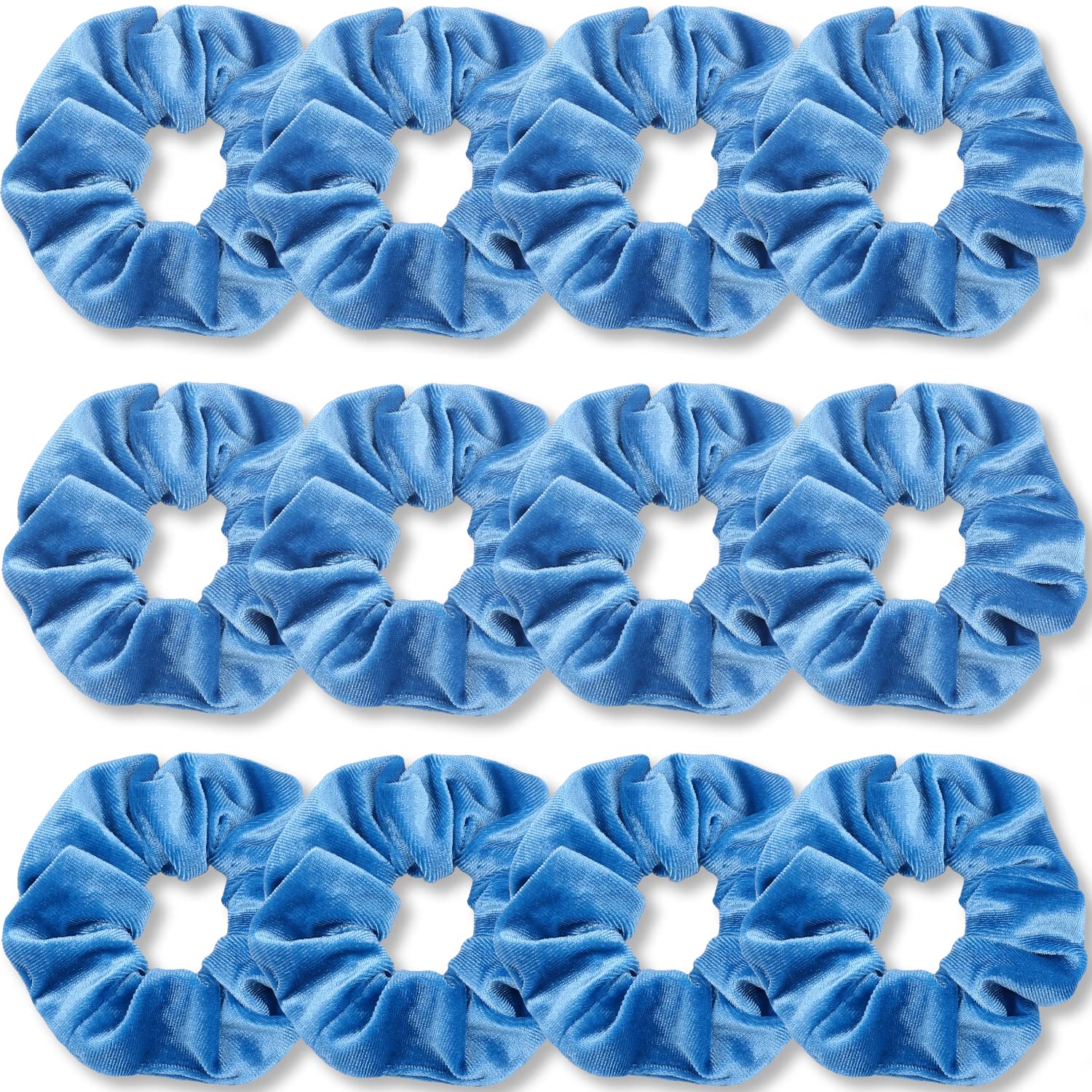IVARYSS scrunchies front pack showing all twelve azure blue bands and value packaging