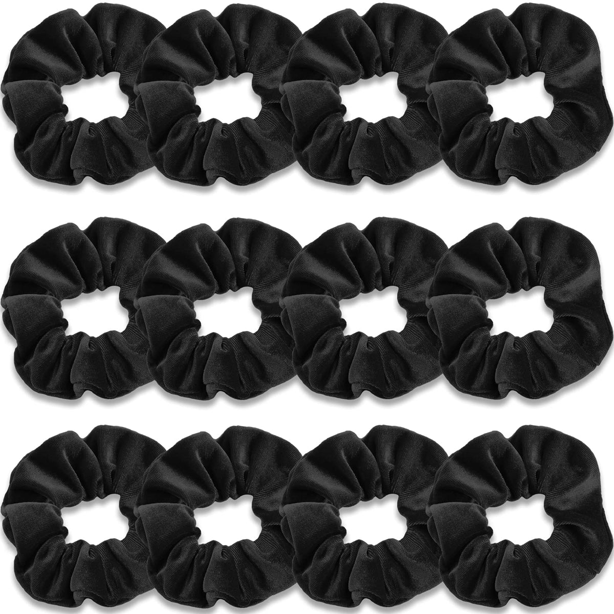 IVARYSS black velvet scrunchies pack front shows neat bundle and classic color benefit