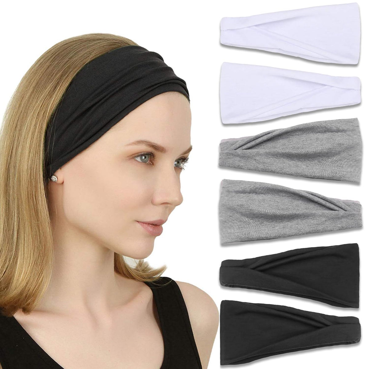 IVARYSS front view of six-pack headbands showing neutral colors and organized packaging benefit