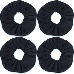 IVARYSS front view of four black super towel scrunchies, fast drying