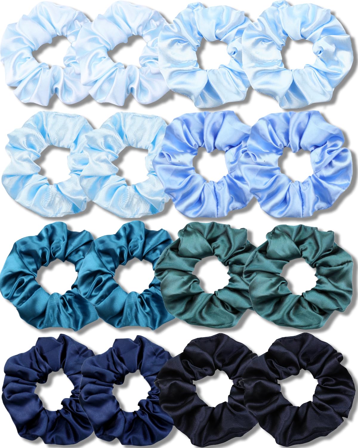 IVARYSS front view of multi-blue scrunchie pack showing variety and convenience