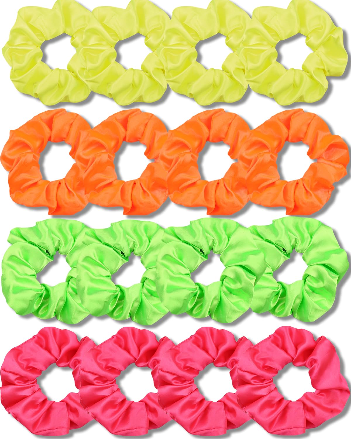 IVARYSS front packaging showing 16 neon satin scrunchies and variety