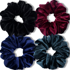 IVARYSS front view of four-pack scrunchies showing dark colors and packaging benefit