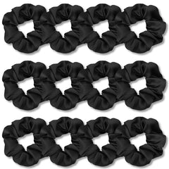 IVARYSS front packaging showing 12 black satin scrunchies and neat arrangement for convenience