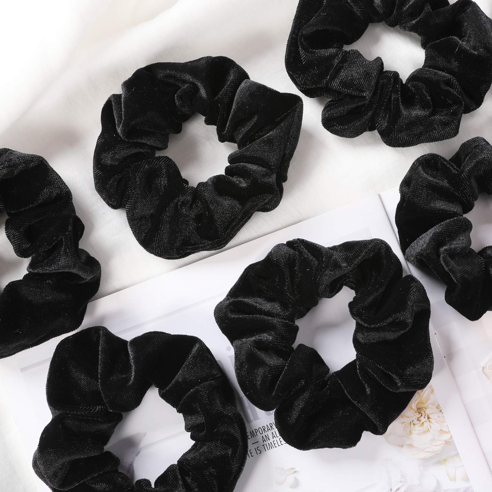 IVARYSS scrunchies on model ponytail displaying sleek look and comfortable hold