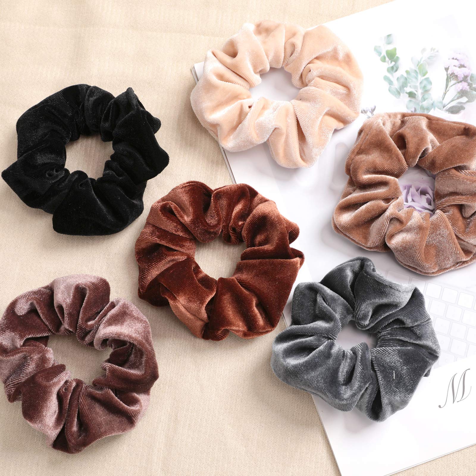 IVARYSS scrunchie beside ruler showing 4.3 inch size and fit information