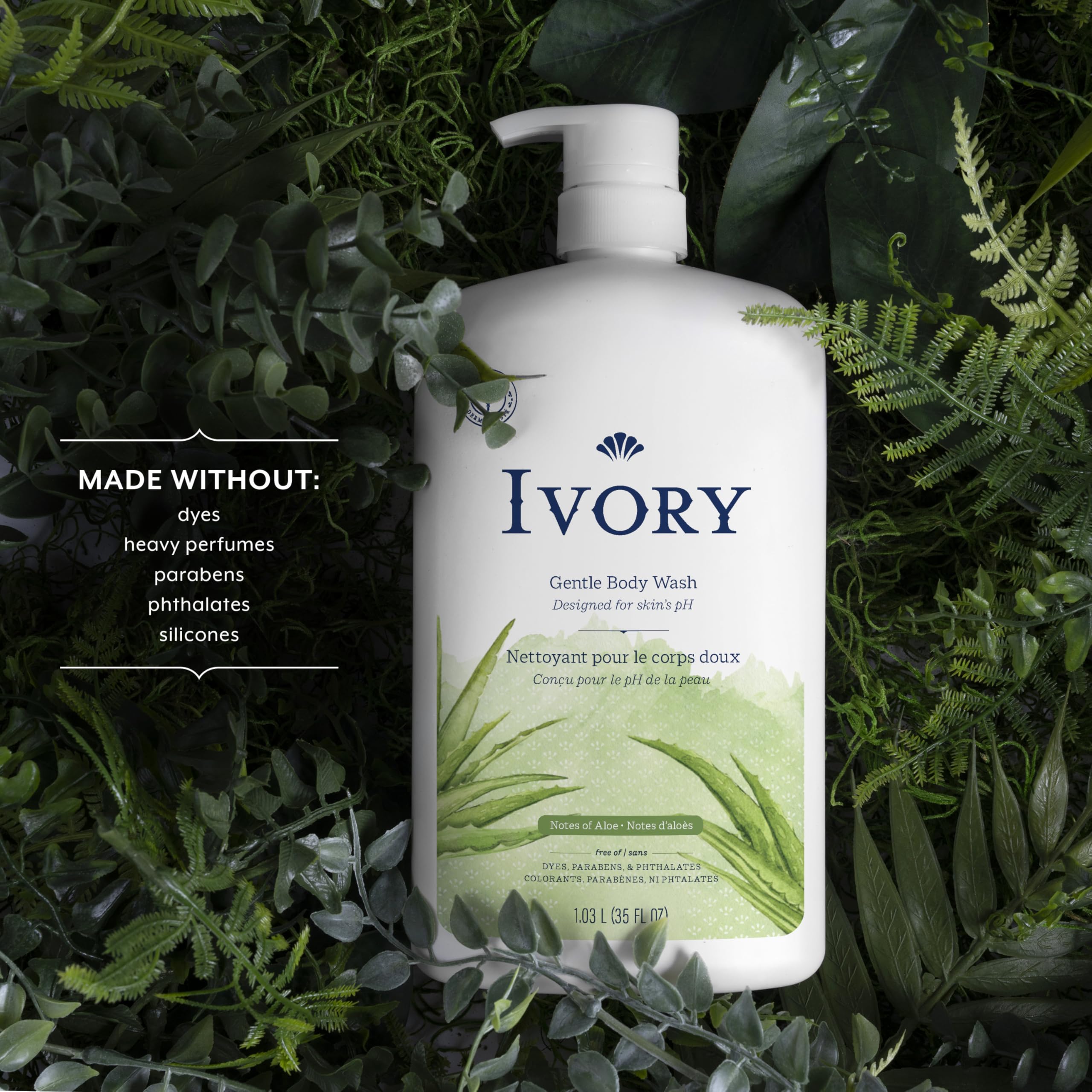 Close-up of Ivory pump and gel texture highlighting easy dispensing and smooth lather