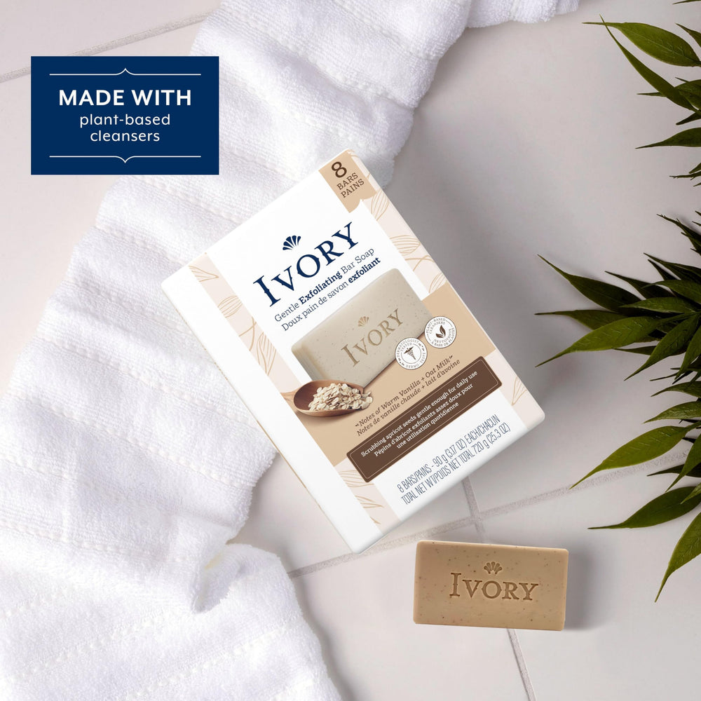 Ivory side label with ingredients list showing plant-based, mild formulation