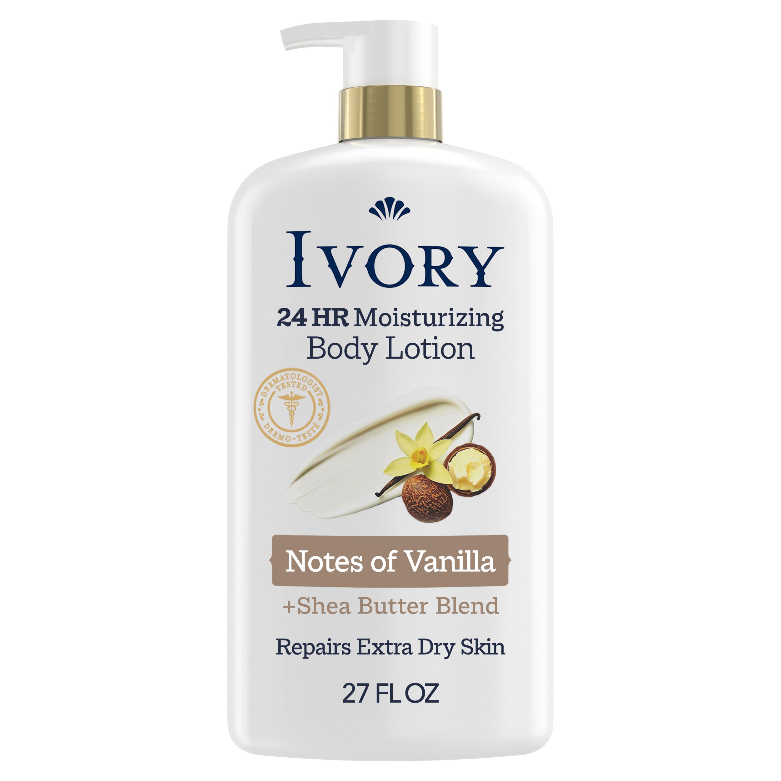 Ivory front bottle showing hand and body lotion for long-lasting hydration