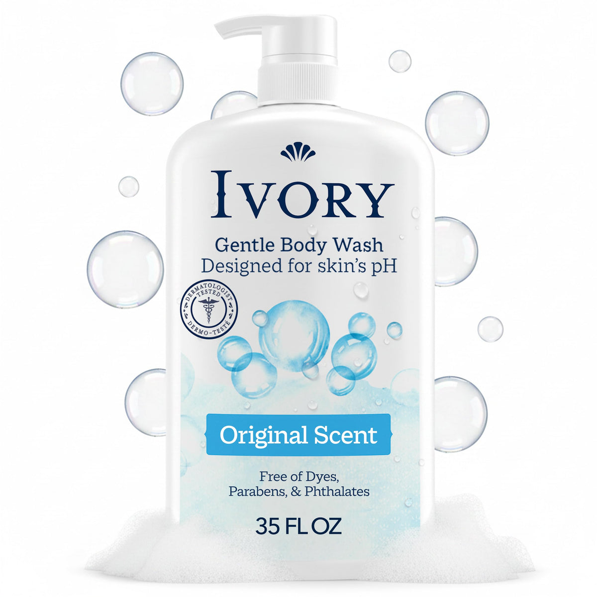 Ivory front label 35 oz bottle showing product name and family-friendly benefit