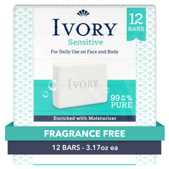 Ivory front packaging showing 12-count and gentle, fragrance-free benefit