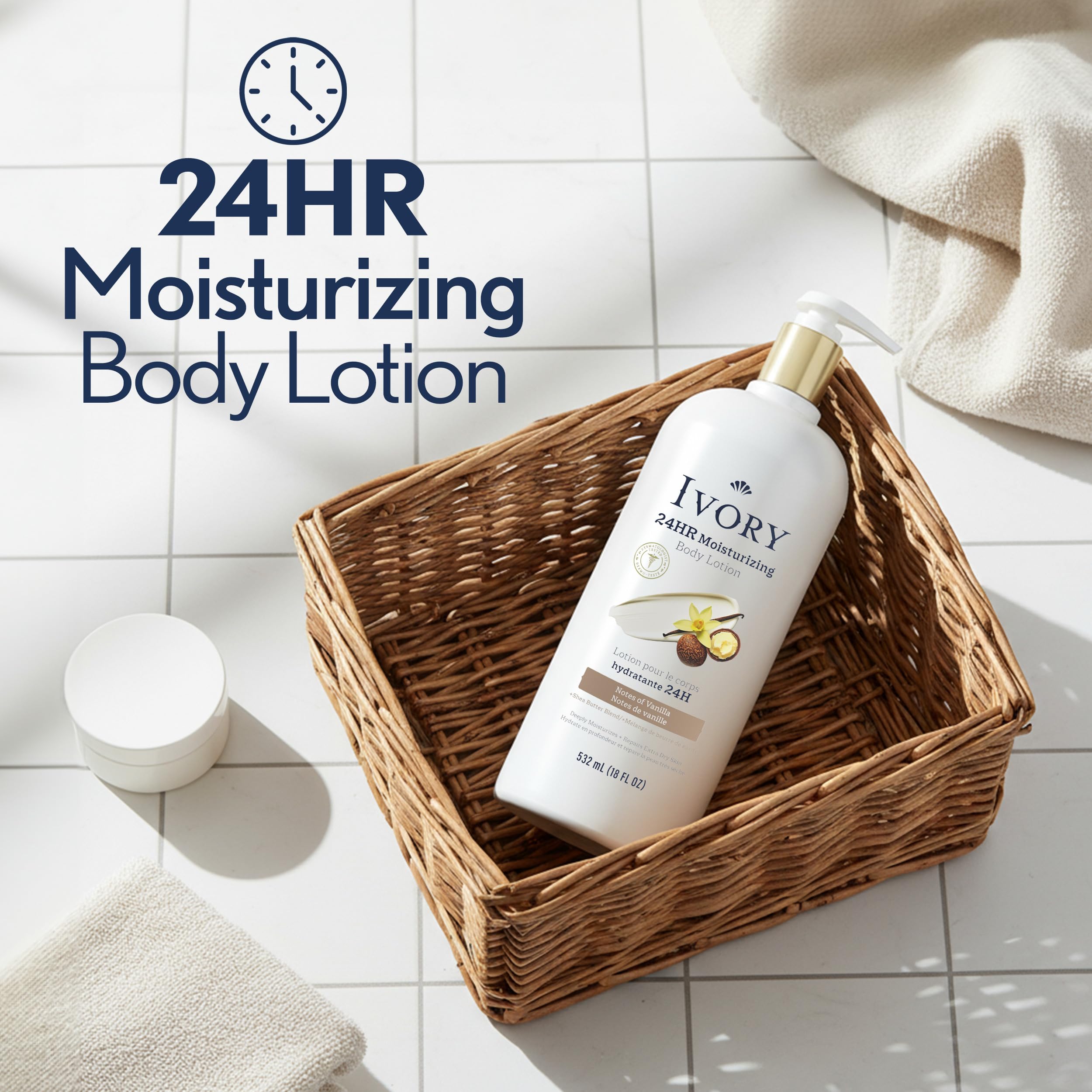 Ivory lotion pump detail for easy dispensing and control