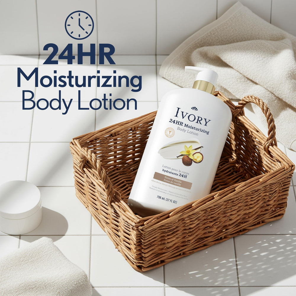 Ivory pump dispensing lotion texture for quick absorption benefit