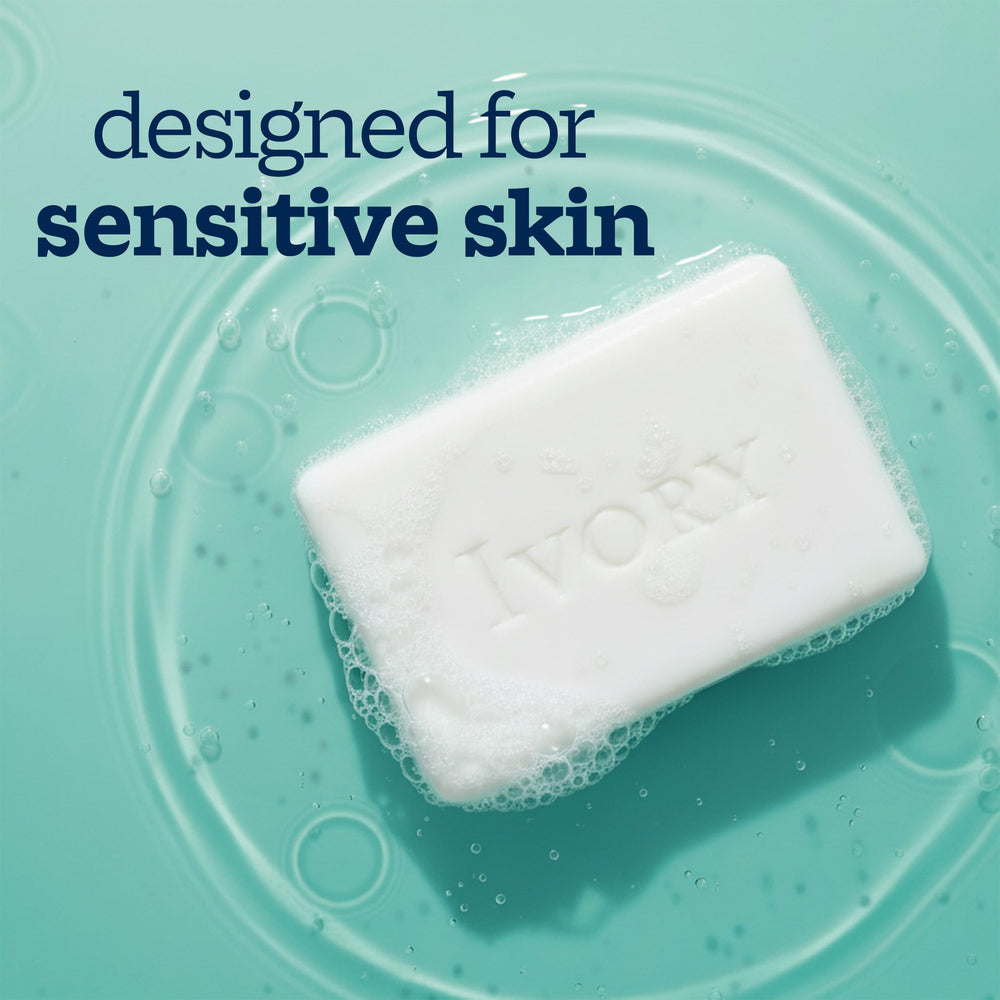 Ivory single bar close-up highlighting smooth surface and gentle cleansing