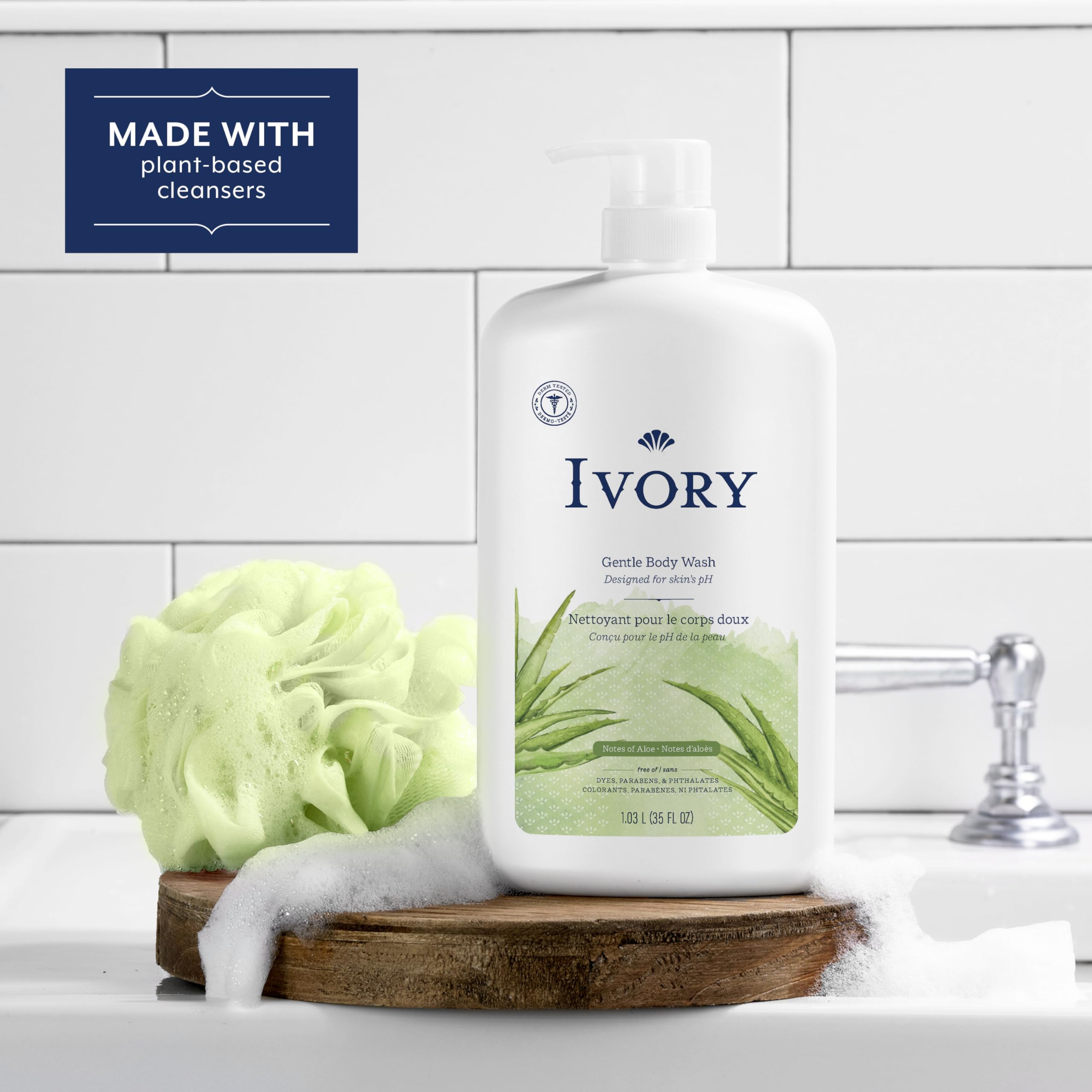 35 oz Ivory bottle next to shampoo for scale showing family-sized value