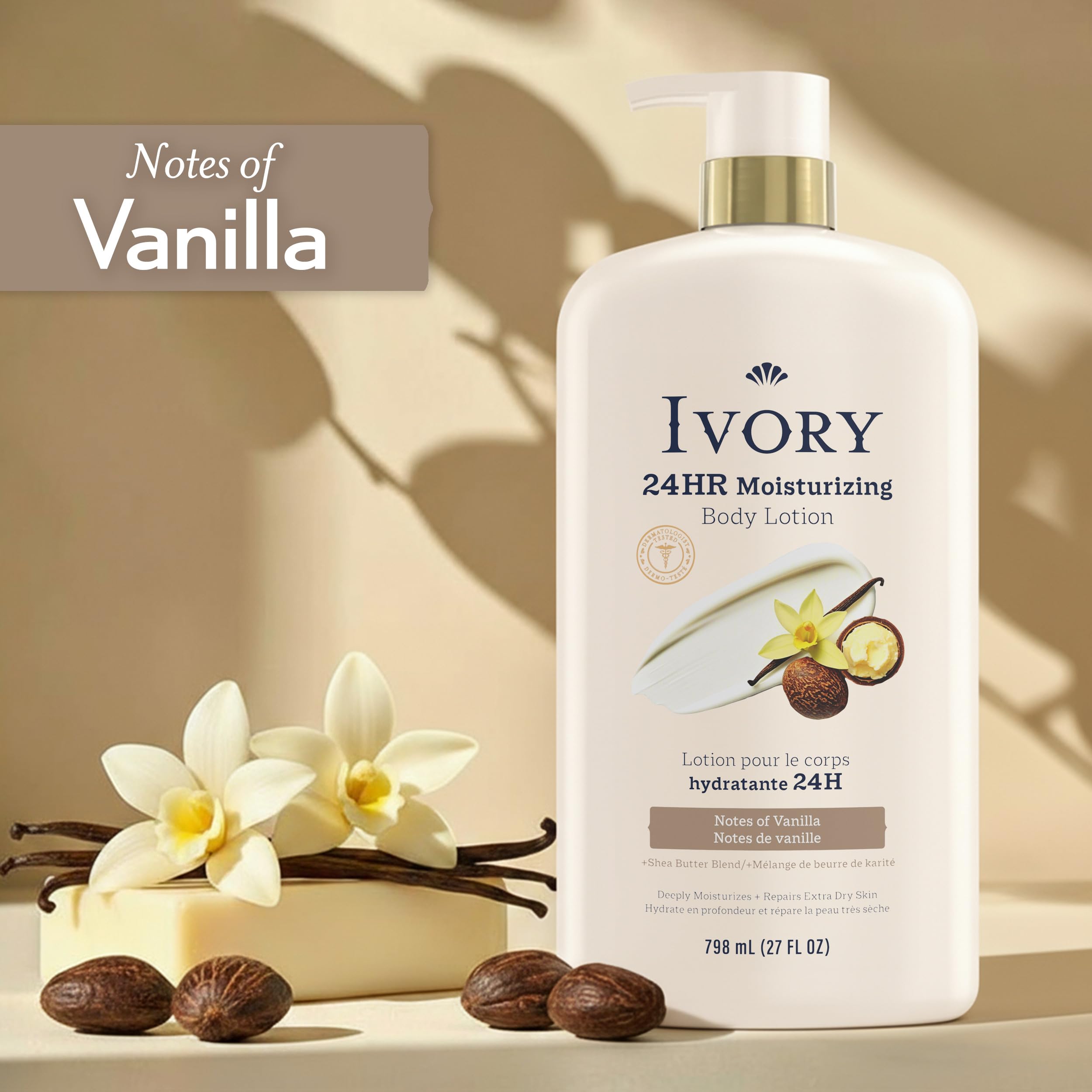 Ivory vanilla ingredient visual conveying a gentle comforting scent