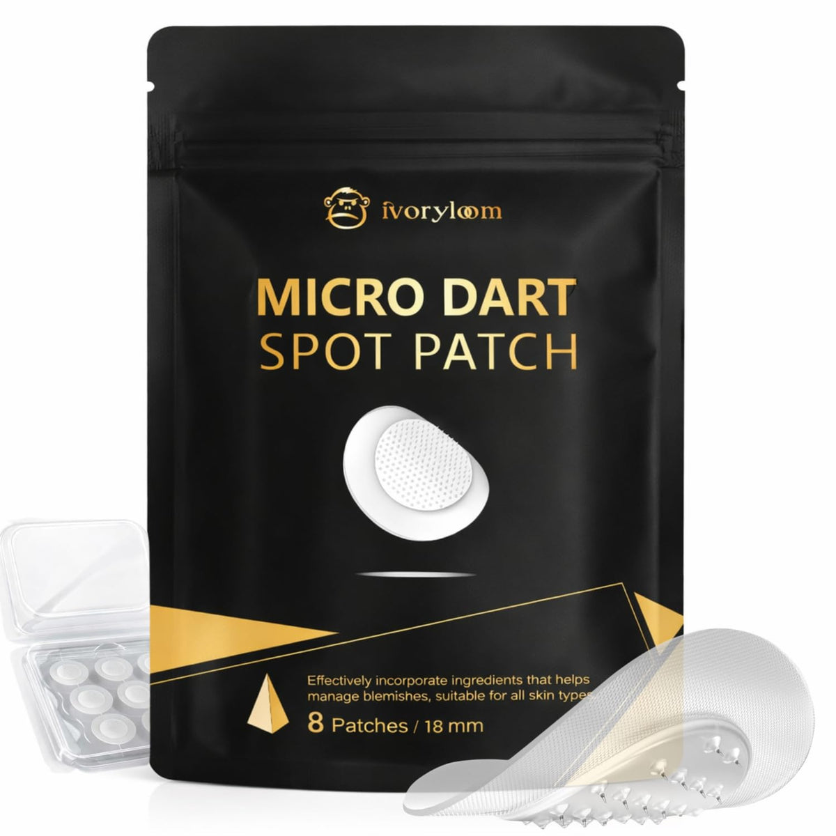 ivoryloom front packaging showing compact patch pack and benefits