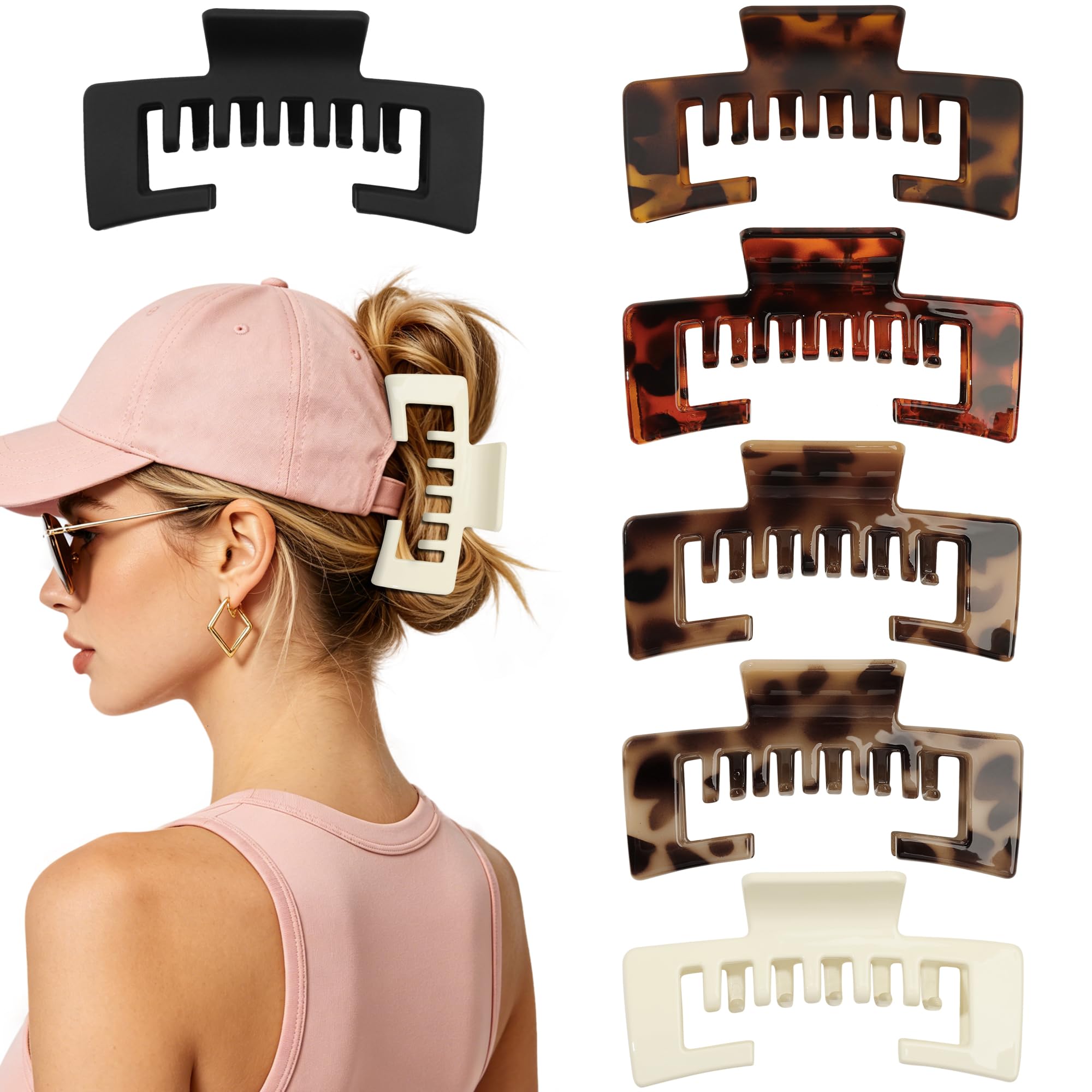 Ivyu front view of six black and tortoise clips showing variety and convenience