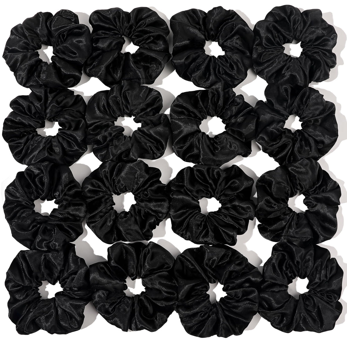 Ivyu front packaging showing 16 black satin scrunchies and organized storage benefit