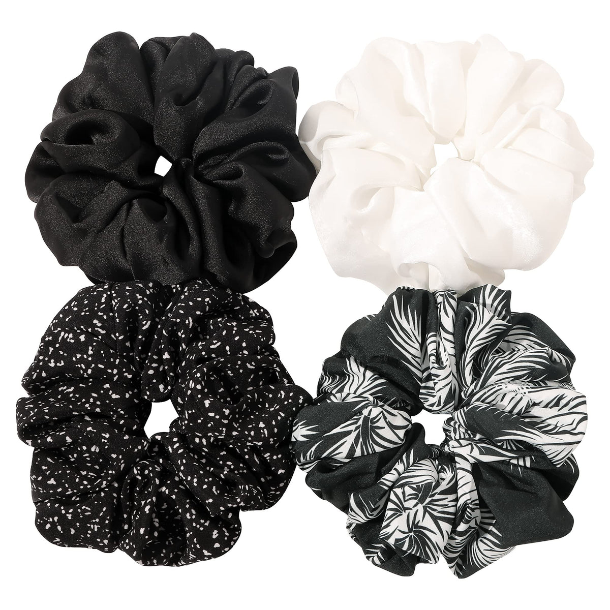 Ivyu front packaging showing four satin scrunchies and color variety benefit: easy outfit matching
