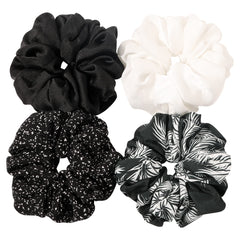 Ivyu front packaging showing four satin scrunchies and color variety benefit: easy outfit matching