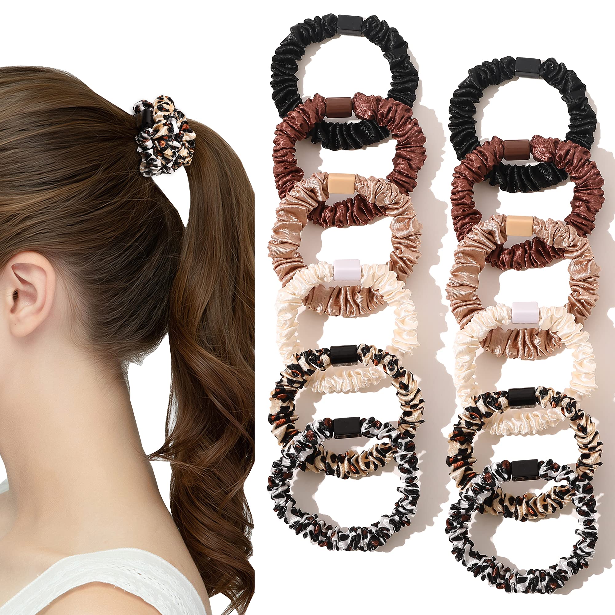 Ivyu front packaging showing 12 colorful satin scrunchies and variety benefit