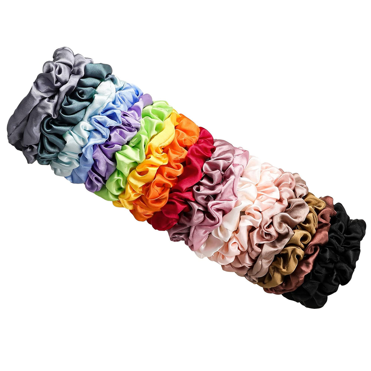Ivyu front packaging showing 20-piece satin scrunchies and color variety for easy styling