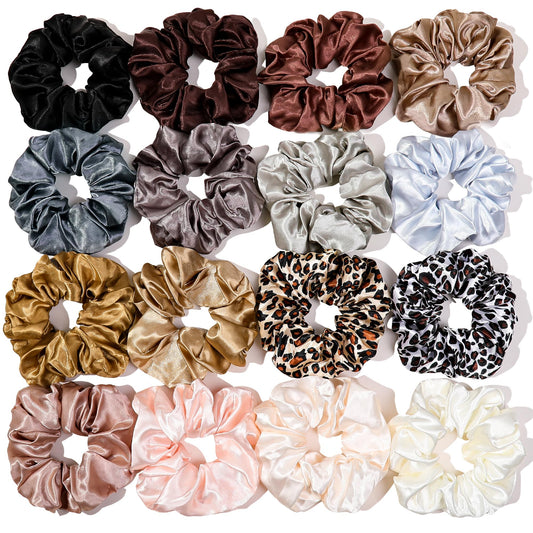 Ivyu front view of full 16-piece scrunchie set showing color variety and packaging benefit