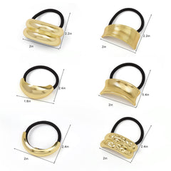 Ivyu hair tie worn in a mid-height ponytail adding sleek metallic accent