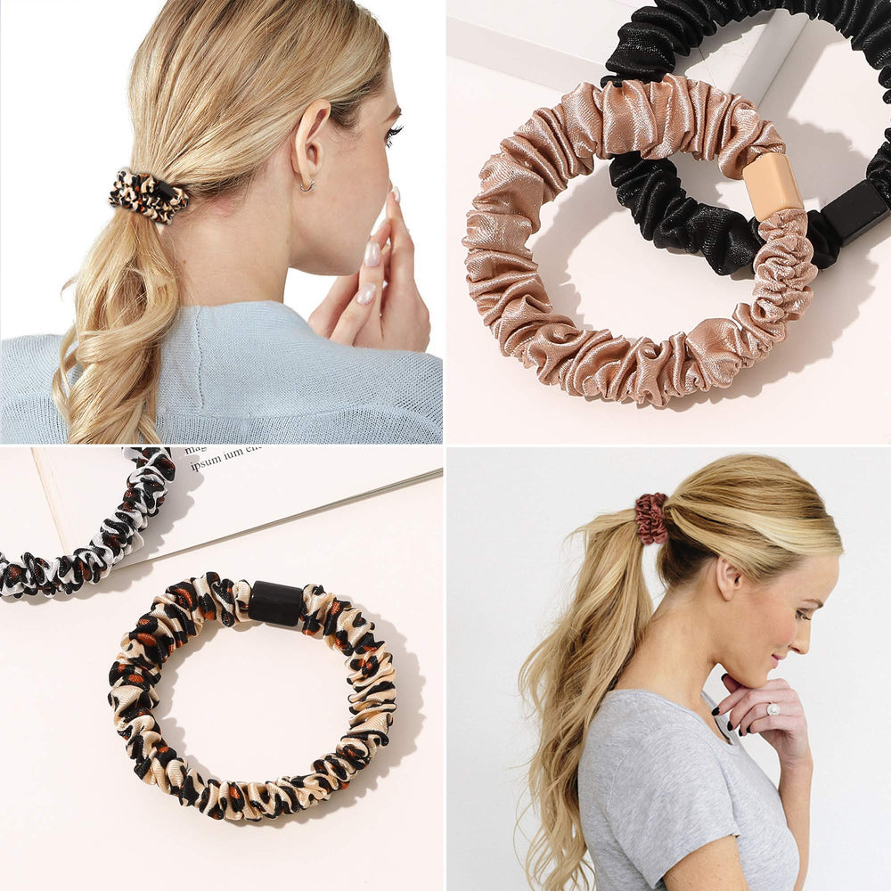 Ivyu scrunchie holding curly hair in ponytail with gentle grip benefit